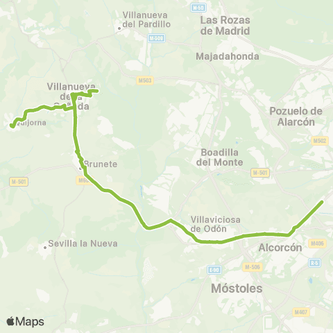 Autobuses Interurbanos Madrid (Cuatro Vientos)-Brunete-Quijorna map
