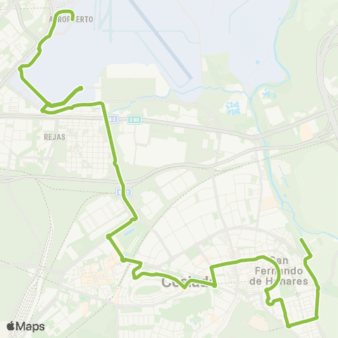 Autobuses Interurbanos Madrid (Aeropuerto)-Coslada-San Fernando de Henares map