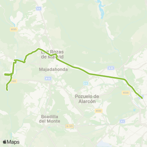 Autobuses Interurbanos Madrid (Moncloa)-las Rozas-Urb.Villafranca del Castillo map