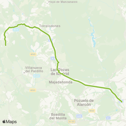 Autobuses Interurbanos Madrid (Moncloa)-Torrelodones (Colonia)-Galapagar-Colmenarejo map
