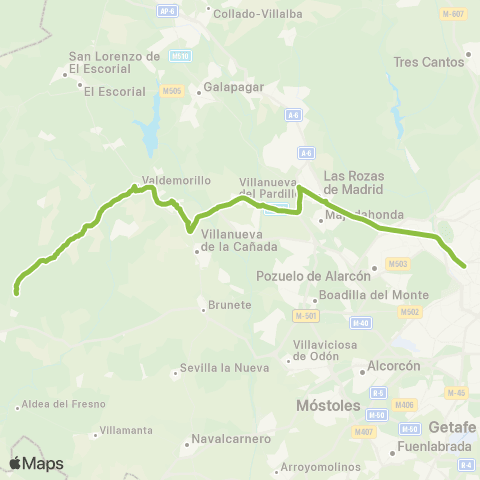 Autobuses Interurbanos Madrid (Moncloa)-Colmenar del Arroyo map