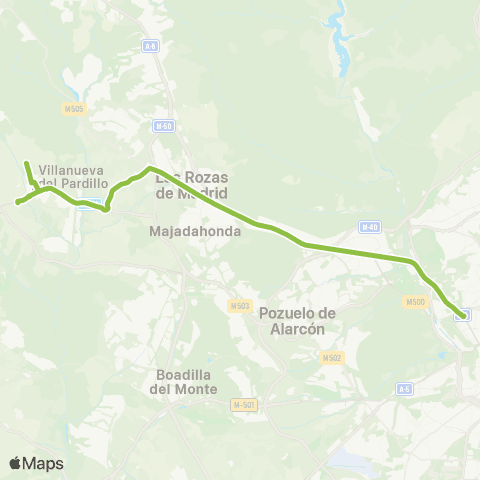 Autobuses Interurbanos Madrid (Moncloa)-Villanueva del Pardillo map