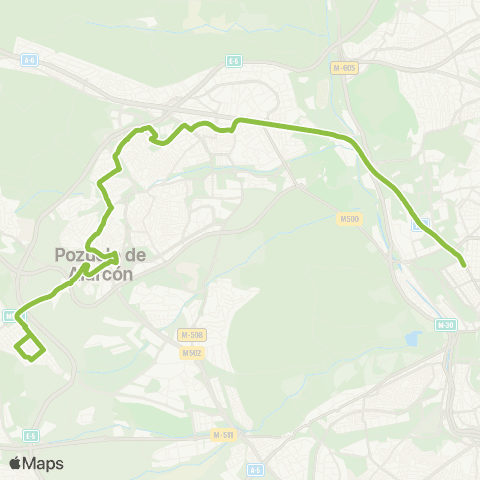 Autobuses Interurbanos Madrid (Moncloa)-Pozuelo-Urb.La Cabaña map