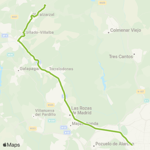 Autobuses Interurbanos Madrid (Moncloa)-Cerceda (Directo) map