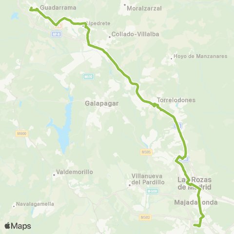 Autobuses Interurbanos Majadahonda (Hospital) - las Rozas - Guadarrama map