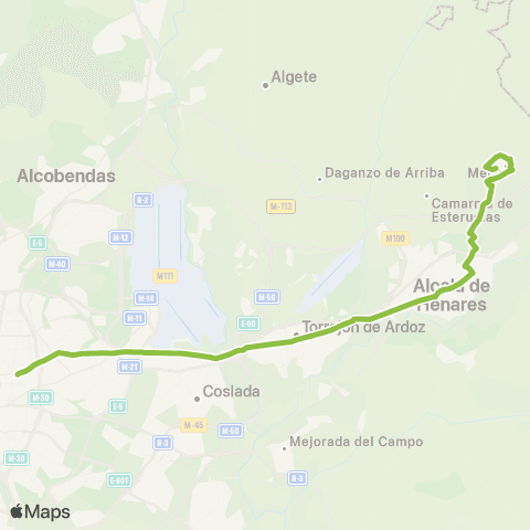Autobuses Interurbanos Madrid (Av. de América) - Torrejón - Alcalá - Meco map