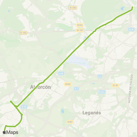 Autobuses Interurbanos Madrid (Príncipe Pío)-Móstoles (Villafontana) map