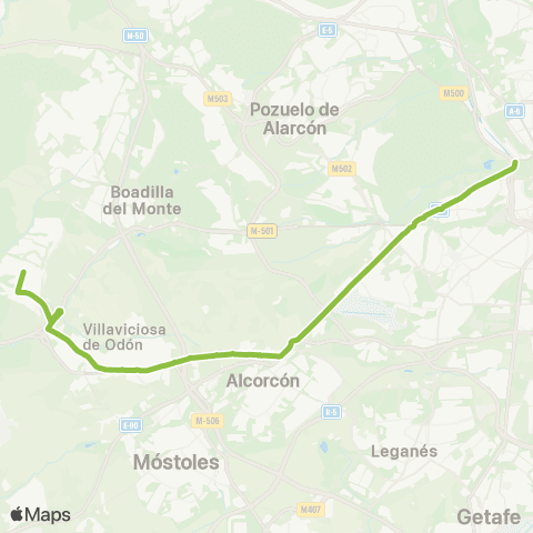 Autobuses Interurbanos Madrid (Príncipe Pío)-Villaviciosa de Odón map