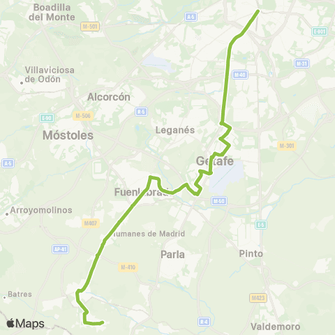 Autobuses Interurbanos Madrid (Atocha) - Getafe - Humanes - Griñón map