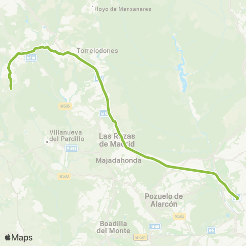 Autobuses Interurbanos Madrid (Moncloa)-Torrelodones (Colonia)-Galapagar-Colmenarejo map