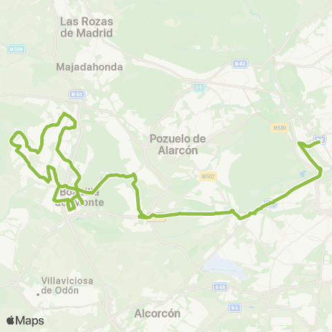Autobuses Interurbanos Madrid (Moncloa)-Boadilla del Monte map