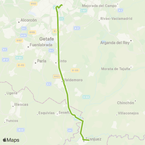 Autobuses Interurbanos Madrid (Estación Sur)-Aranjuez map