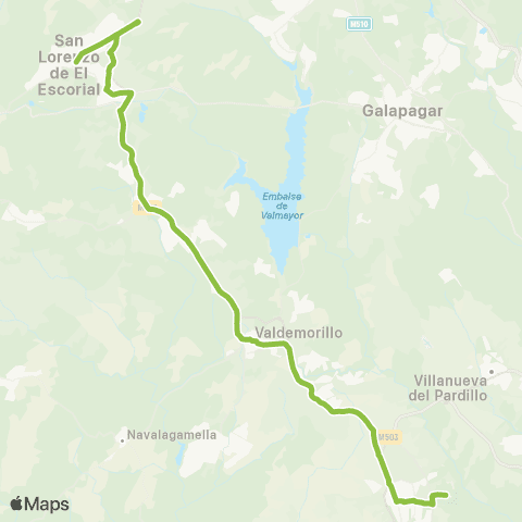 Autobuses Interurbanos San Lorenzo de el Escorial-Villanueva de la Cañada map