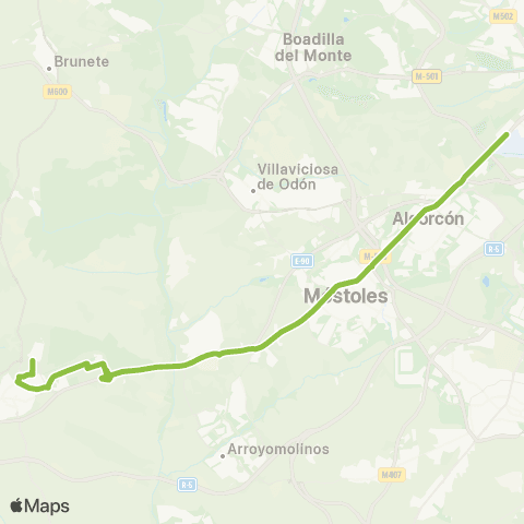 Autobuses Interurbanos Madrid (Cuatro Vientos) - Navalcarnero (la Dehesa) map