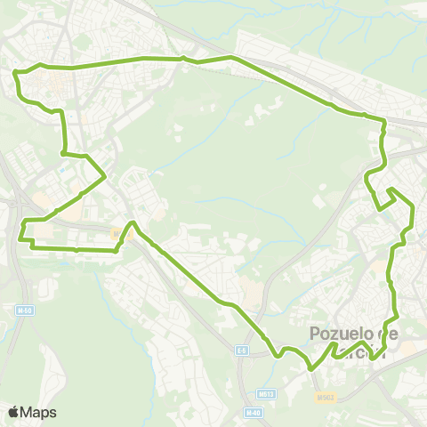 Autobuses Interurbanos Circular Pozuelo - Majadahonda - Pozuelo map
