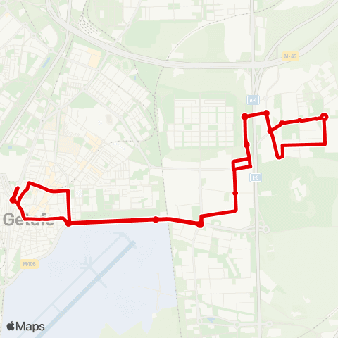 Autobuses Urbanos Getafe Central - P.I. los Angeles - P.I. los Olivos map