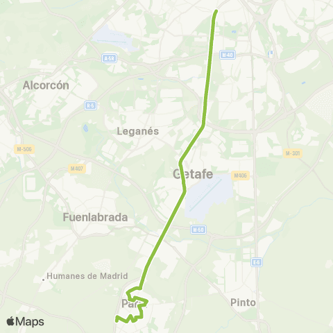 Autobuses Interurbanos Madrid (Plaza Elíptica)-Parla map