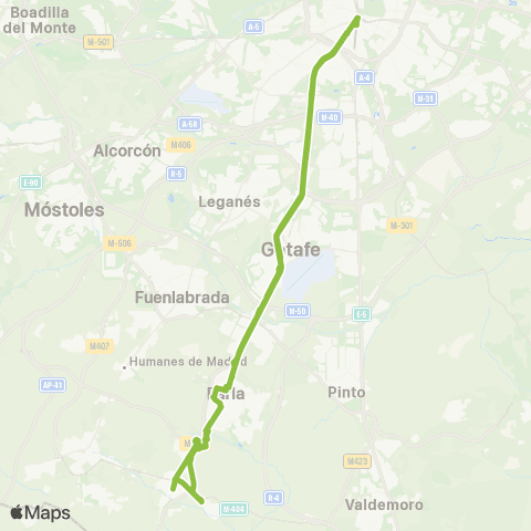 Autobuses Interurbanos Madrid (Plaza Elíptica)-Parla-Torrejón de Velasco map