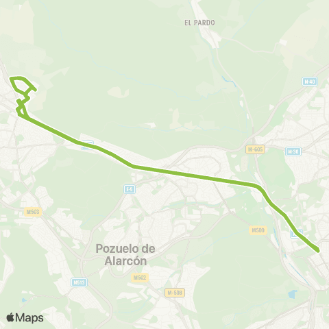 Autobuses Interurbanos Madrid (Moncloa) - las Rozas (la Marazuela) map