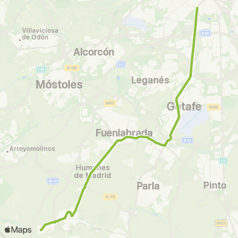 Autobuses Interurbanos Madrid (Plaza Elíptica) - Humanes - Griñón-Serranillos map