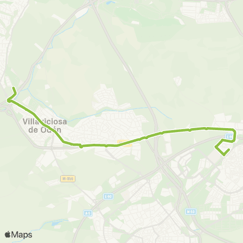 Autobuses Interurbanos Alcorcón (Alcorcón Central) - Villaviciosa de Odón (Universidad Europea) map