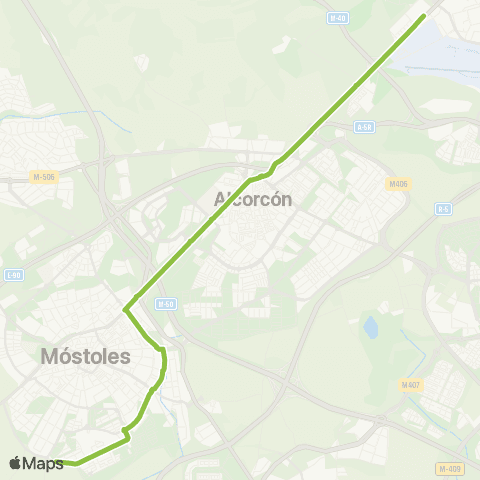 Autobuses Interurbanos Madrid (Cuatro Vientos)-Móstoles Sur (por Av.Onu) map