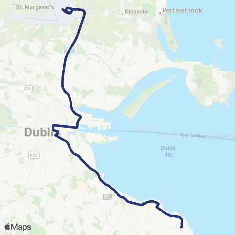 Aircoach Dublin Airport - Greystones map