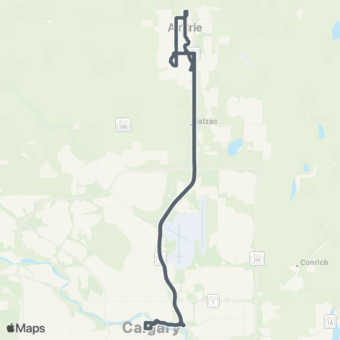 Airdrie Transit West Airdrie - Downtown Calgary map