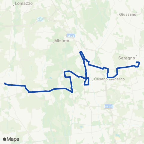 AirPullman Saronno FN-Solaro-Ceriano-Cesano-Seveso-Barlassina-Seregnofs map
