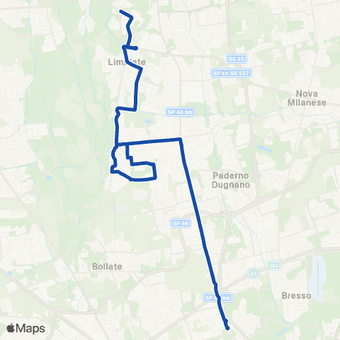 AirPullman Limbiate-Senago Dir. Milano M3-Bollate FN E Ospedale map