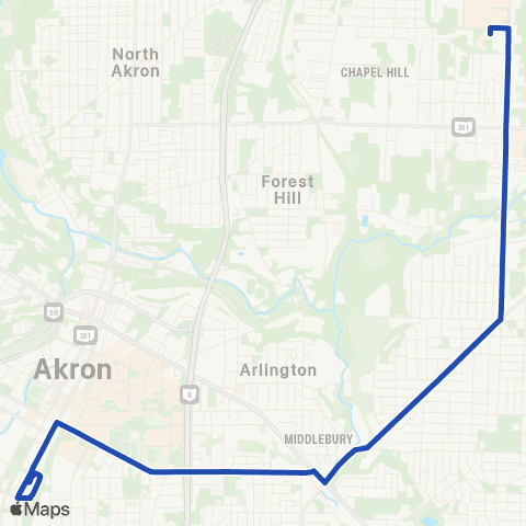 Akron Metro E. Exchange / Eastland / Itc map