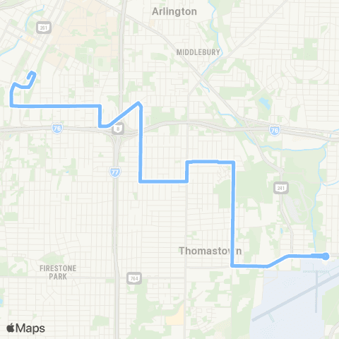 Akron Metro Kelly Ave / Triplett Blvd map