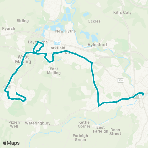 Arriva Kent and Surrey Lunsford Pk Tesco - Invicta Girls' Grammar Sch map