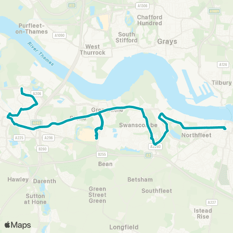 Arriva Kent and Surrey Barrack Row - Joyce Green Lane Terminus map