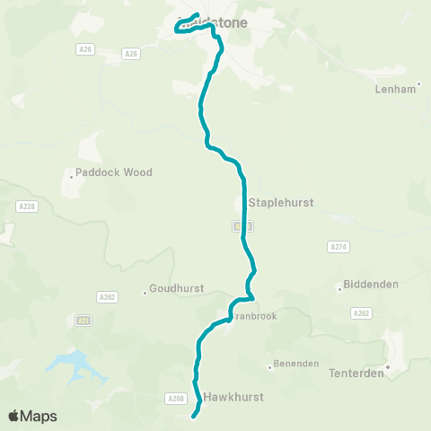 Arriva Kent and Surrey The Eight Bells - Chequers Bus Station map