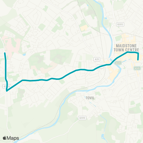 Arriva Kent and Surrey Chequers Bus Sta - Maidstone Hospital map