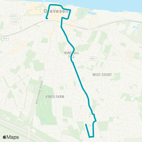 Arriva Kent and Surrey Mungo Park Road - Barrack Row map