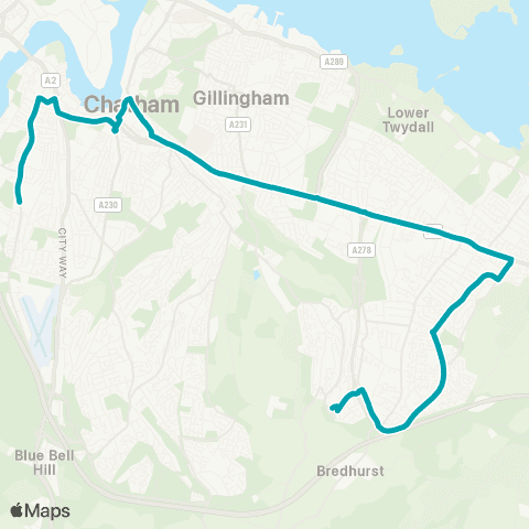 Arriva Kent and Surrey Hempstead Val Shopping Ctr - Grammar Schools map