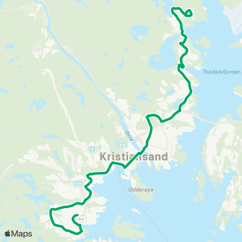 AKT - Agder kollektivtrafikk Kjos Haveby - Justvik map