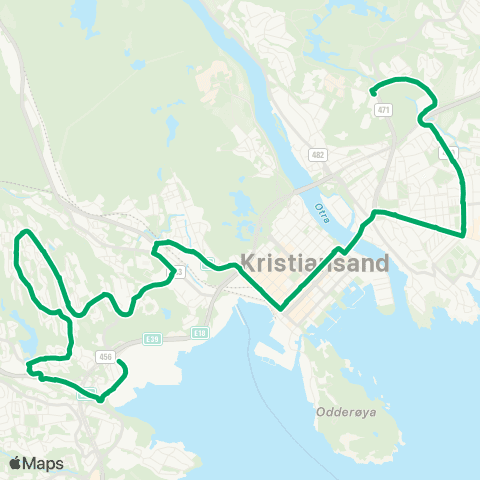 AKT - Agder kollektivtrafikk Tinnheia - Lund - Uia map