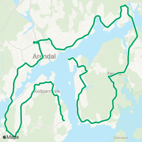 AKT - Agder kollektivtrafikk Tromøy Vest-Arendal-Hisøy map