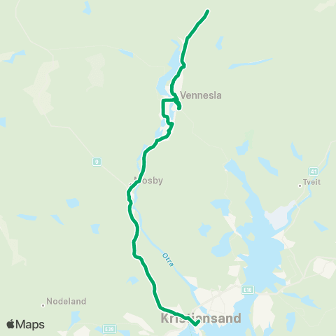 AKT - Agder kollektivtrafikk Kvadraturen - Mosby - Vennesl map