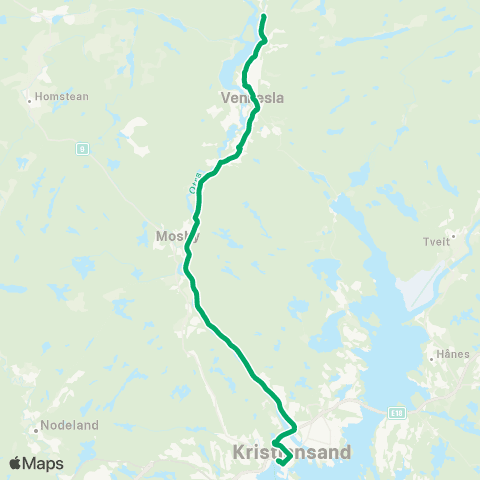 AKT - Agder kollektivtrafikk Kvadraturen - Sødal - Vennesla map