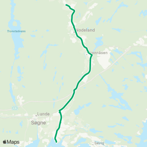 AKT - Agder kollektivtrafikk Høllen - Nodelandsheia map