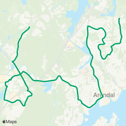 AKT - Agder kollektivtrafikk Jovannslia-Arendal-Stoa-Myra map