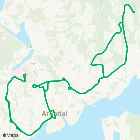 AKT - Agder kollektivtrafikk Sykehuset-Arendal-Solåsen map