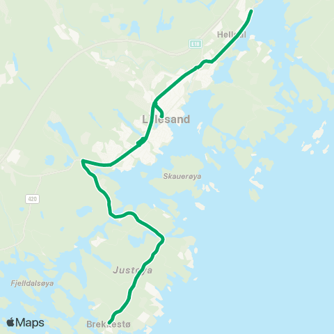 AKT - Agder kollektivtrafikk Brekkestø-Lillesand map