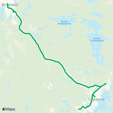 AKT - Agder kollektivtrafikk Birkeland-Lillesand map
