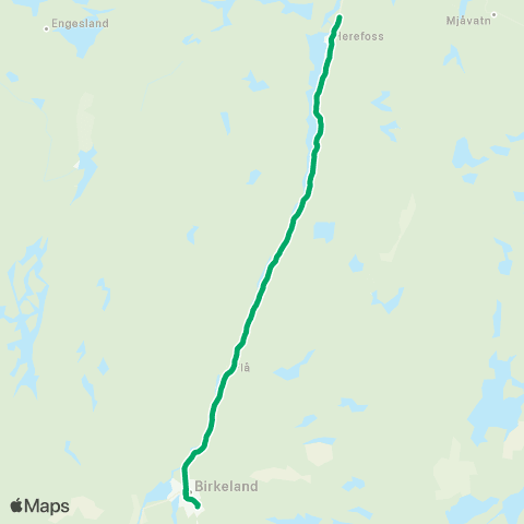 AKT - Agder kollektivtrafikk Herefoss-Birkeland map