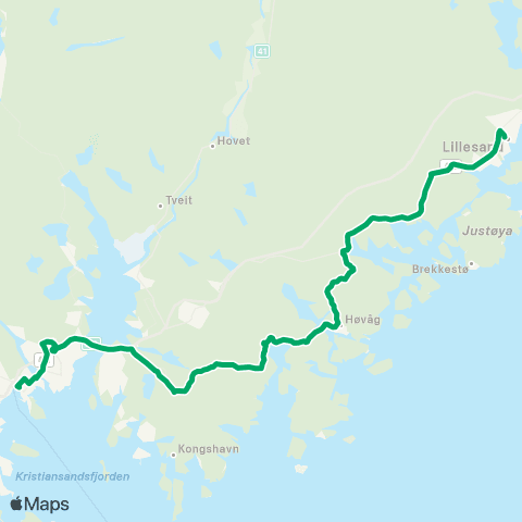 AKT - Agder kollektivtrafikk Lillesand-Høvåg-Kristiansand map